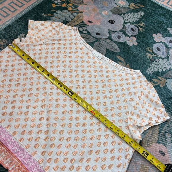 J. Jill Love Linen Knit Tee Short Sleeve Top Boho block stamp Pattern Shirt XL - Picture 9 of 11